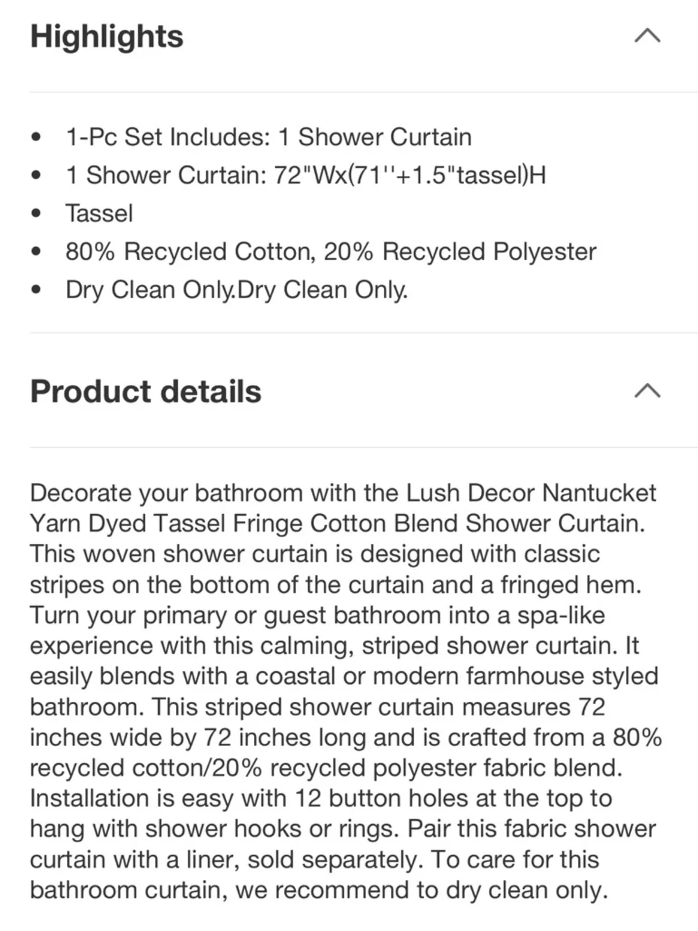 Nantucket Navy/ White Striped Shower Curtain with Fringe - 72” x 72”